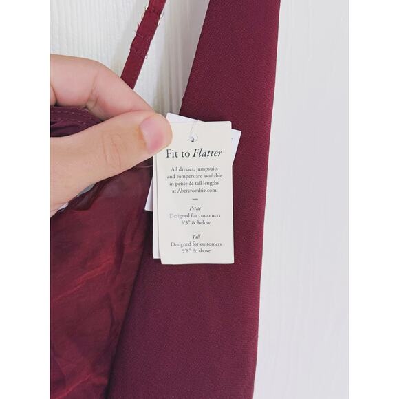 NWT Abercrombie & Fitch V-Neck Sheer Sleeveless Midi Dress Wine Red Large Event - Picture 9 of 11
